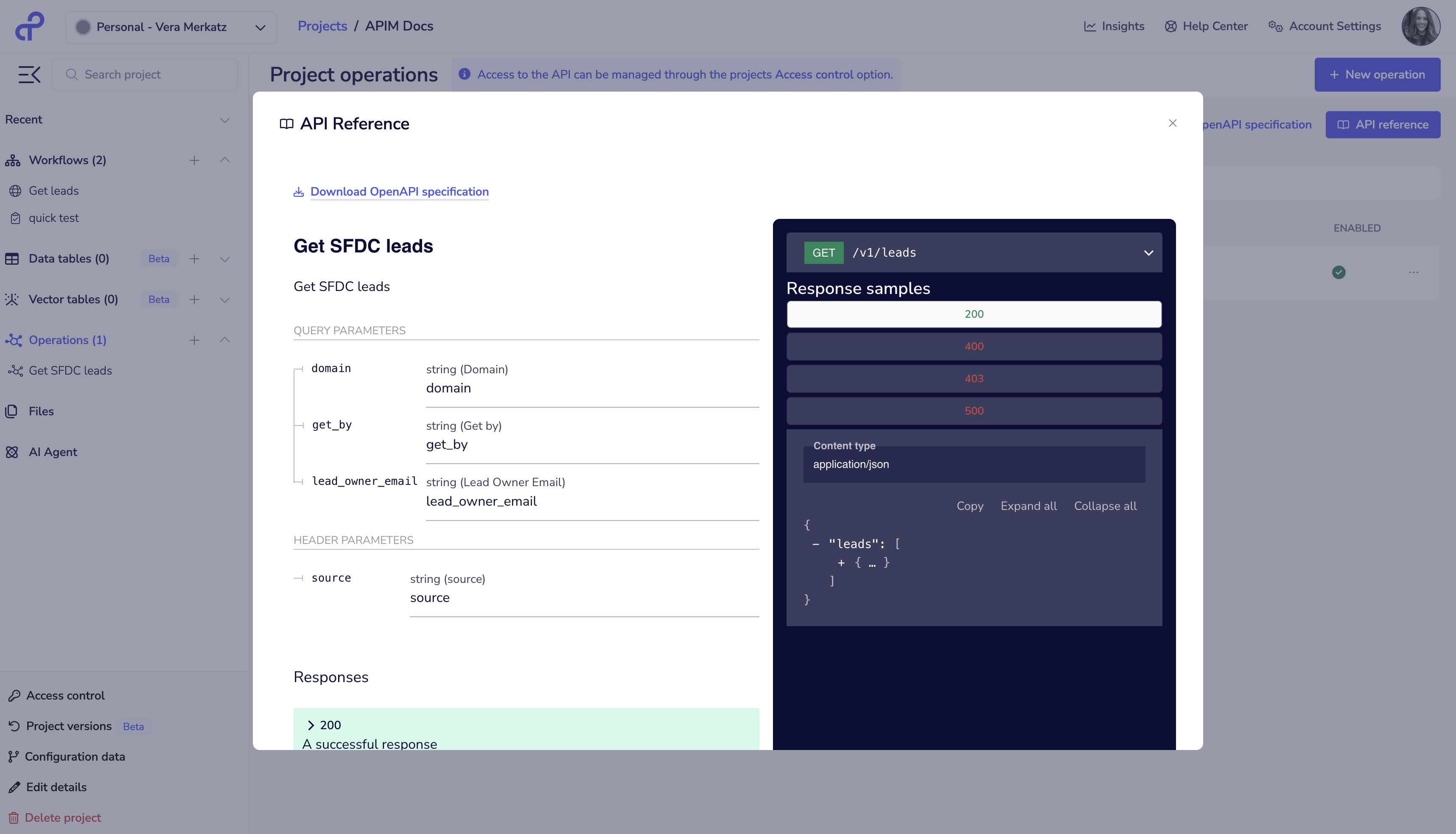apilaページ API reference viewer - Openapi spec - Tray.ai Documentation